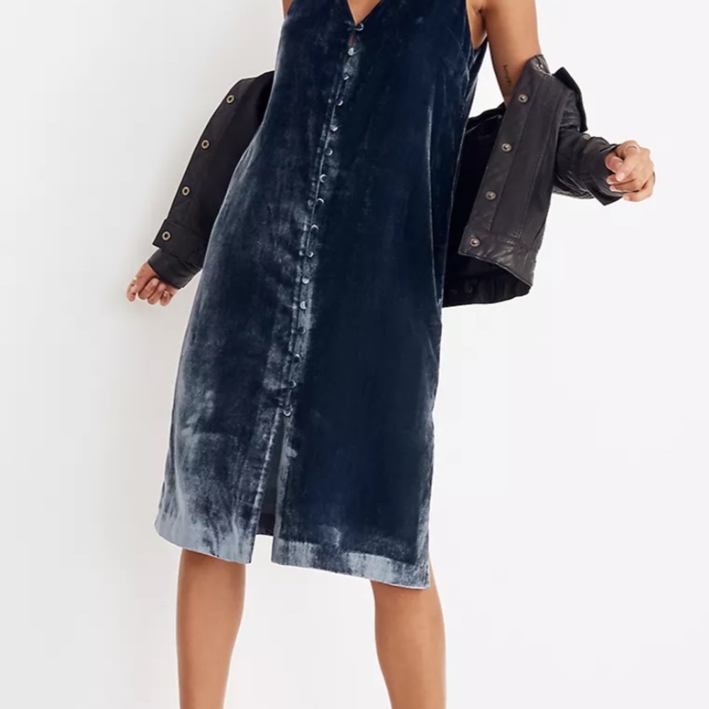 Madewell Velvet Button-Front Midi Dress